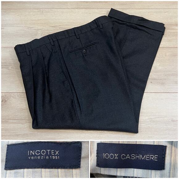 Incotex Made in Italy 100% Cashmere Men's Pleated Dress Pants Gray Size 36 JP - Picture 1 of 13